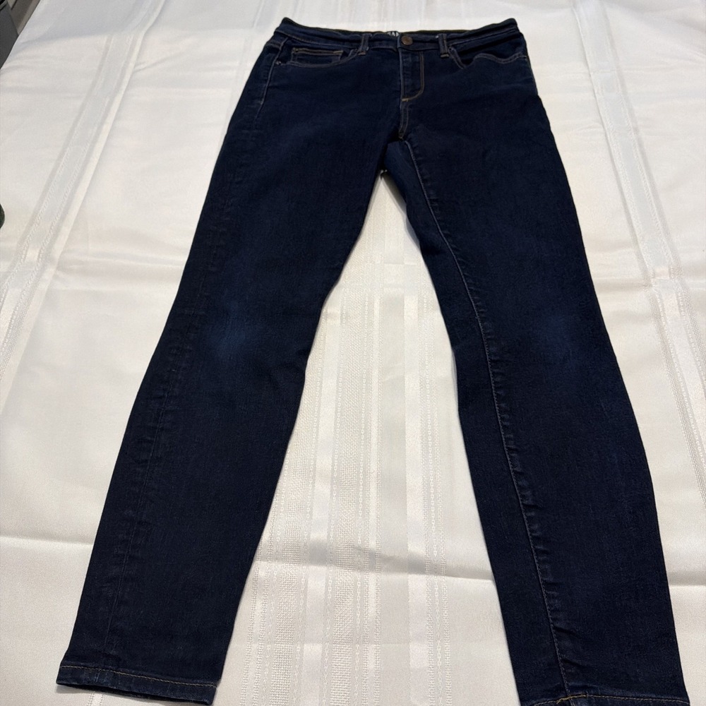 Gap 1969 Denim Skinny Jeans Dark Wash Indigo 28 Short Cotton Blend Stretch